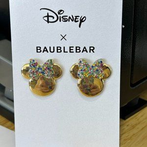 Disney X Baublebar Minnie Mouse Pierced Earrings-Gold Mirrored